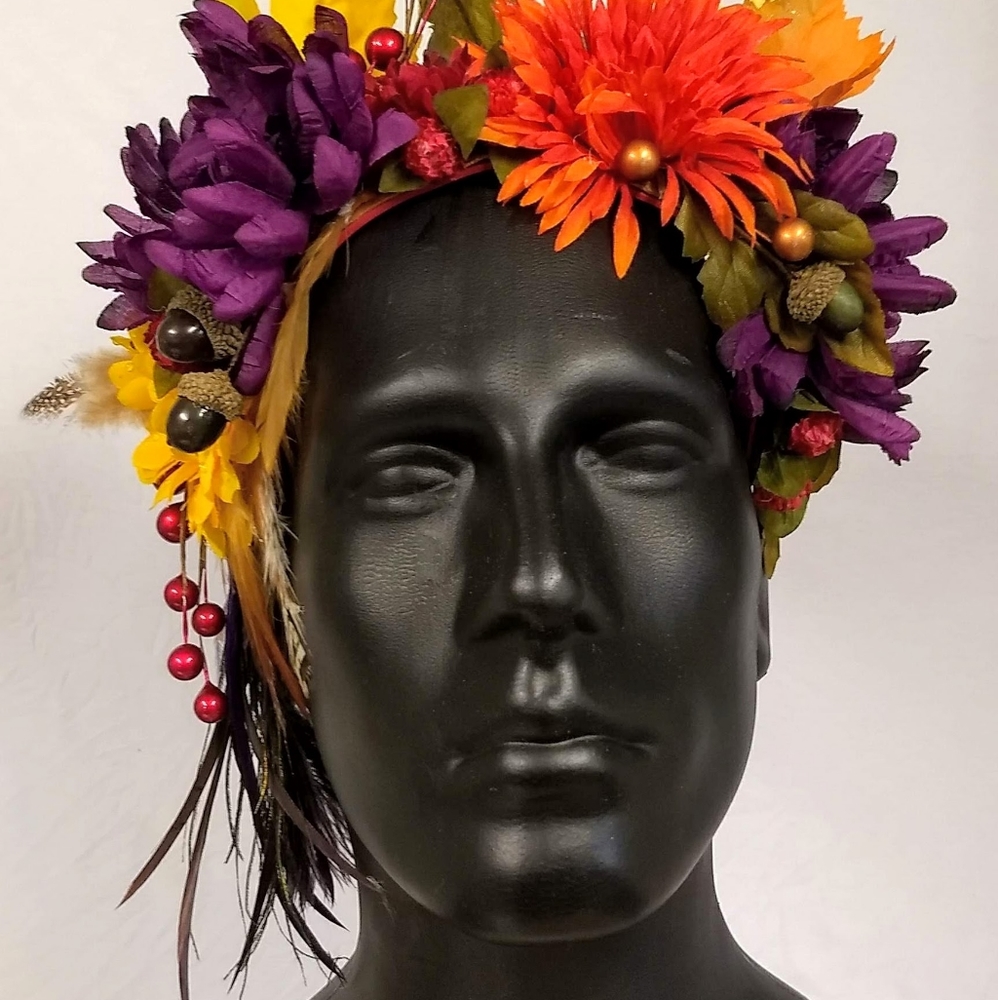Floral headpiece, adult sized headdress fall autumn mabon